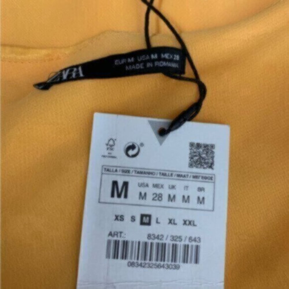 NWT Zara Tangerine Satin Effect Ruched Detail Slip Midi Dress - Picture 10 of 11
